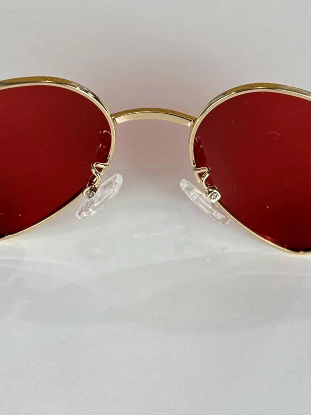Women’s Boho hippie Gold Frame translucent Red Heart-Shaped Sunglasses - Picture 6 of 11